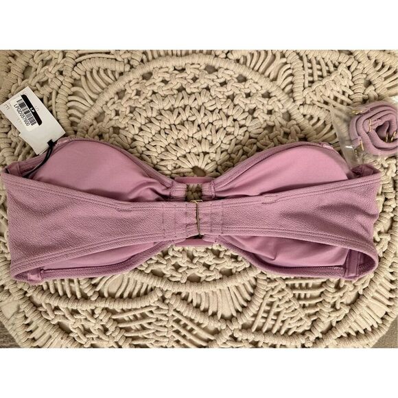 Shade and Shore Purple Bandeau Bikini Top With Optional Straps Size Large - Picture 3 of 3